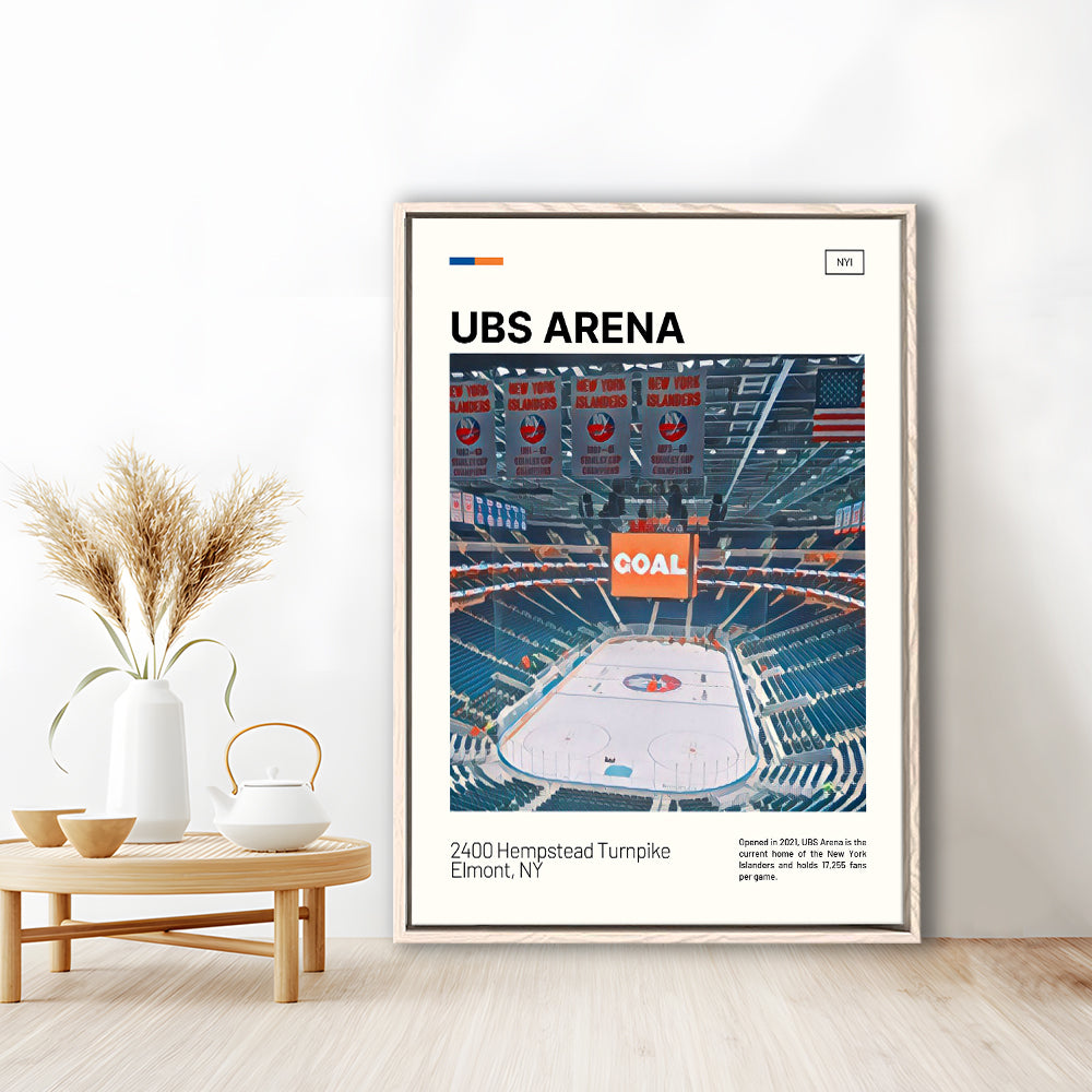 UBS Arena Print, New York Islanders Stadium Canvas Art, Man Cave Gift, Floating Framed Canvas Print Wall Art