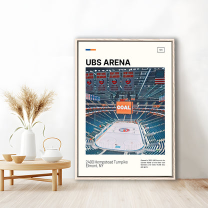 UBS Arena Print, New York Islanders Stadium Canvas Art, Man Cave Gift, Floating Framed Canvas Print Wall Art