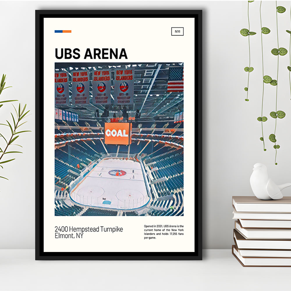 UBS Arena Print, New York Islanders Stadium Canvas Art, Man Cave Gift, Floating Framed Canvas Print Wall Art