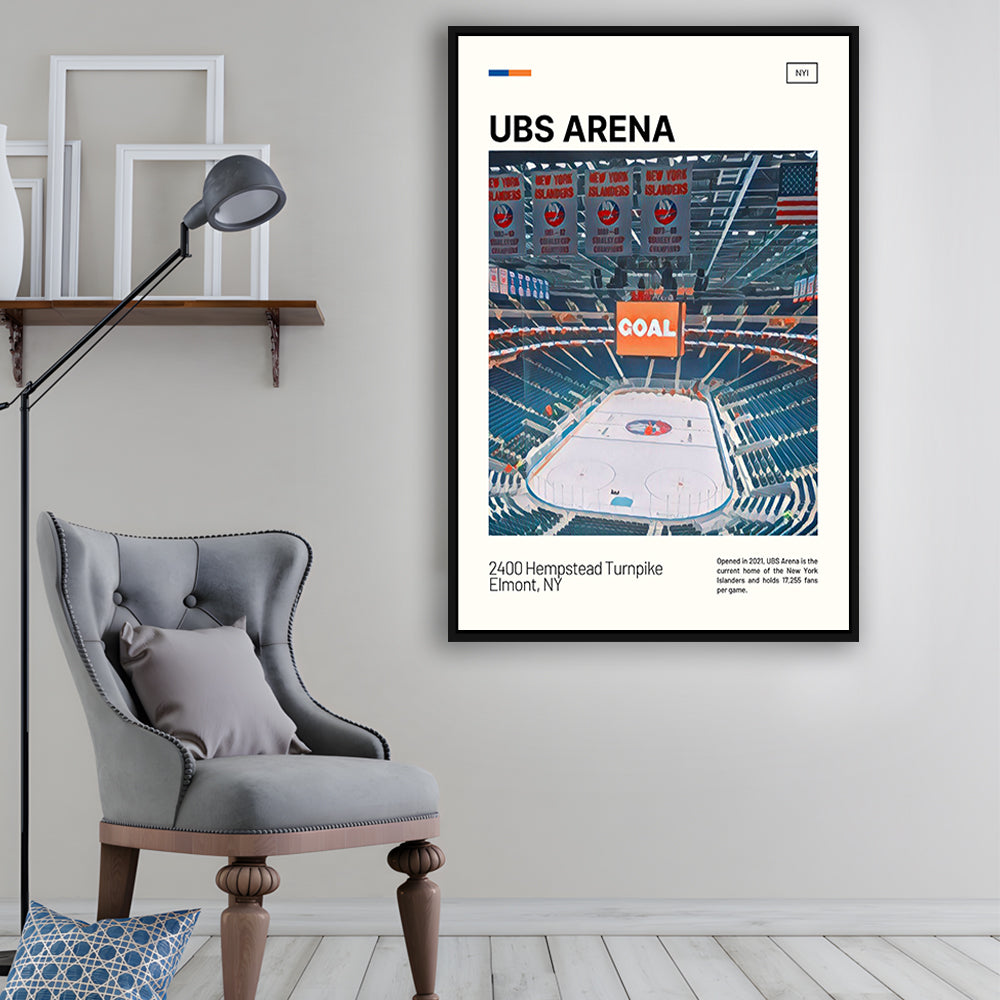 UBS Arena Print, New York Islanders Stadium Canvas Art, Man Cave Gift, Floating Framed Canvas Print Wall Art