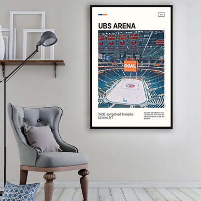 UBS Arena Print, New York Islanders Stadium Canvas Art, Man Cave Gift, Floating Framed Canvas Print Wall Art