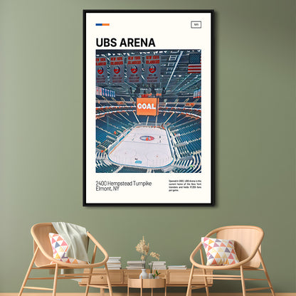 UBS Arena Print, New York Islanders Stadium Canvas Art, Man Cave Gift, Floating Framed Canvas Print Wall Art