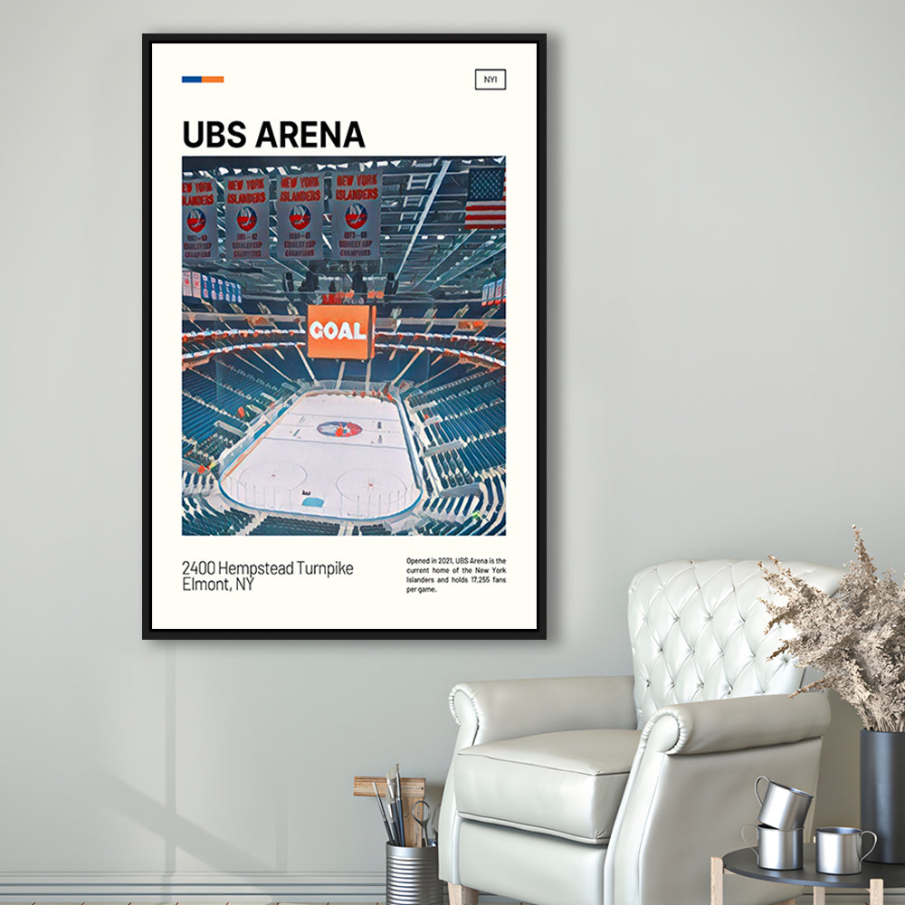 UBS Arena Print, New York Islanders Stadium Canvas Art, Man Cave Gift, Floating Framed Canvas Print Wall Art