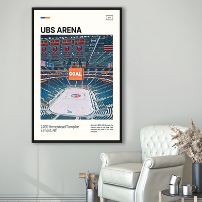 UBS Arena Print, New York Islanders Stadium Canvas Art, Man Cave Gift, Floating Framed Canvas Print Wall Art