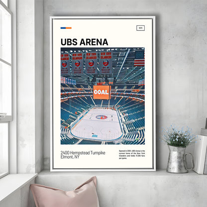 UBS Arena Print, New York Islanders Stadium Canvas Art, Man Cave Gift, Floating Framed Canvas Print Wall Art