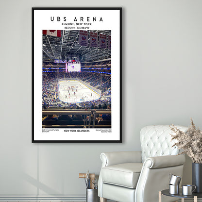Ubs Arena, NY Islanders Hockey Stadium Wall Art Print, Sport Art Print, Framed Canvas Prints Wall Art