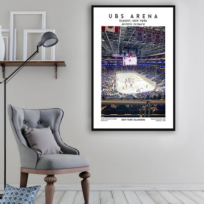 Ubs Arena, NY Islanders Hockey Stadium Wall Art Print, Sport Art Print, Framed Canvas Prints Wall Art