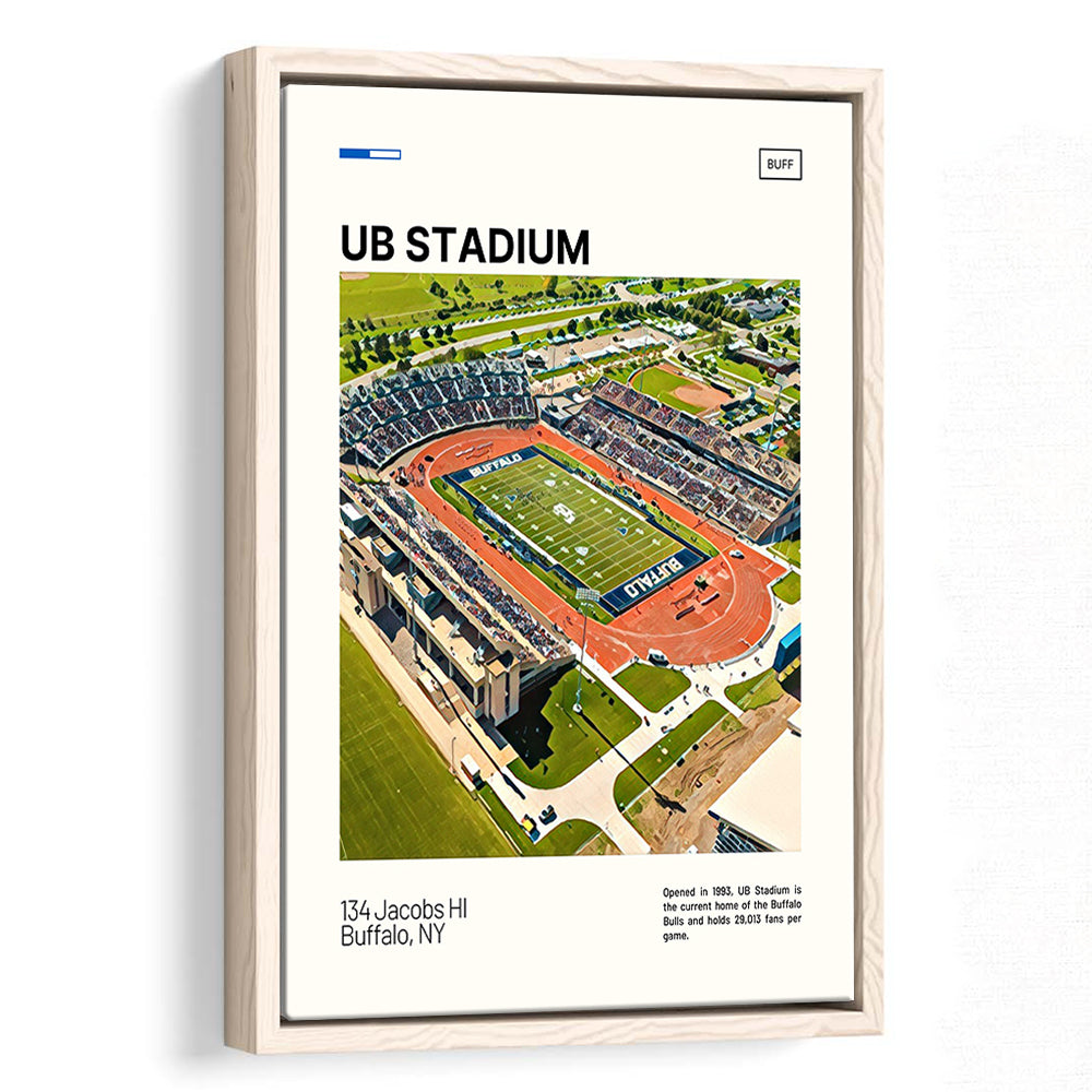 UB Stadium Print, Buffalo U Bulls Stadium Canvas Art, Man Cave Gift, Floating Framed Canvas Print Wall Art