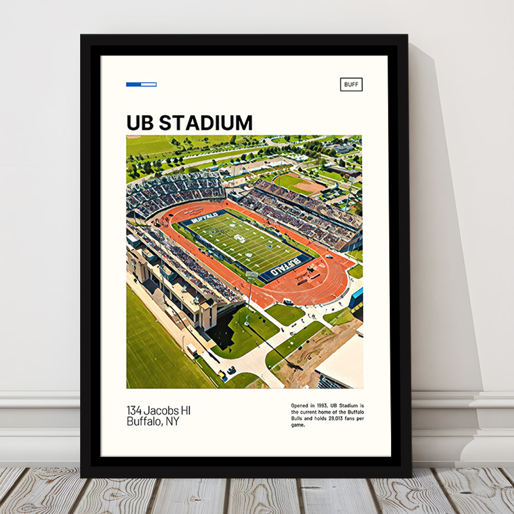 UB Stadium Print, Buffalo U Bulls Stadium Canvas Art, Man Cave Gift, Floating Framed Canvas Print Wall Art