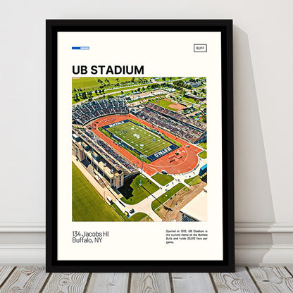 UB Stadium Print, Buffalo U Bulls Stadium Canvas Art, Man Cave Gift, Floating Framed Canvas Print Wall Art