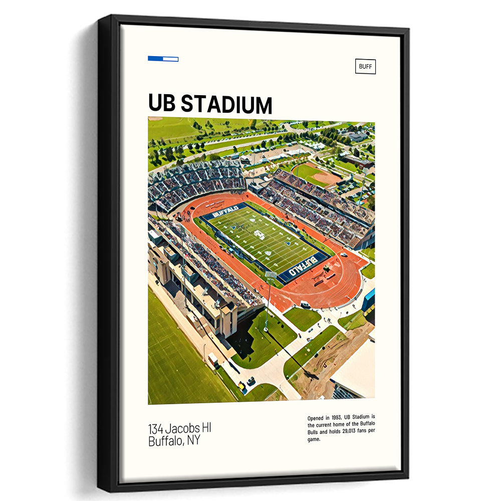 UB Stadium Print, Buffalo U Bulls Stadium Canvas Art, Man Cave Gift, Floating Framed Canvas Print Wall Art