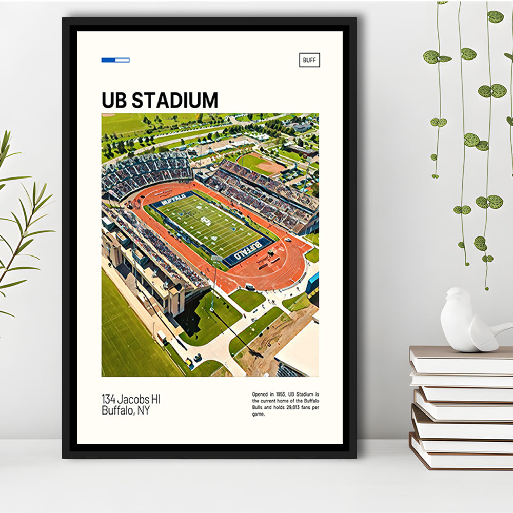 UB Stadium Print, Buffalo U Bulls Stadium Canvas Art, Man Cave Gift, Floating Framed Canvas Print Wall Art