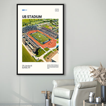 UB Stadium Print, Buffalo U Bulls Stadium Canvas Art, Man Cave Gift, Floating Framed Canvas Print Wall Art