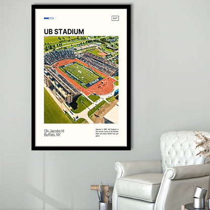 UB Stadium Print, Buffalo U Bulls Stadium Art, Gifts for him, Sport Art, Framed Art Print Wall Decor