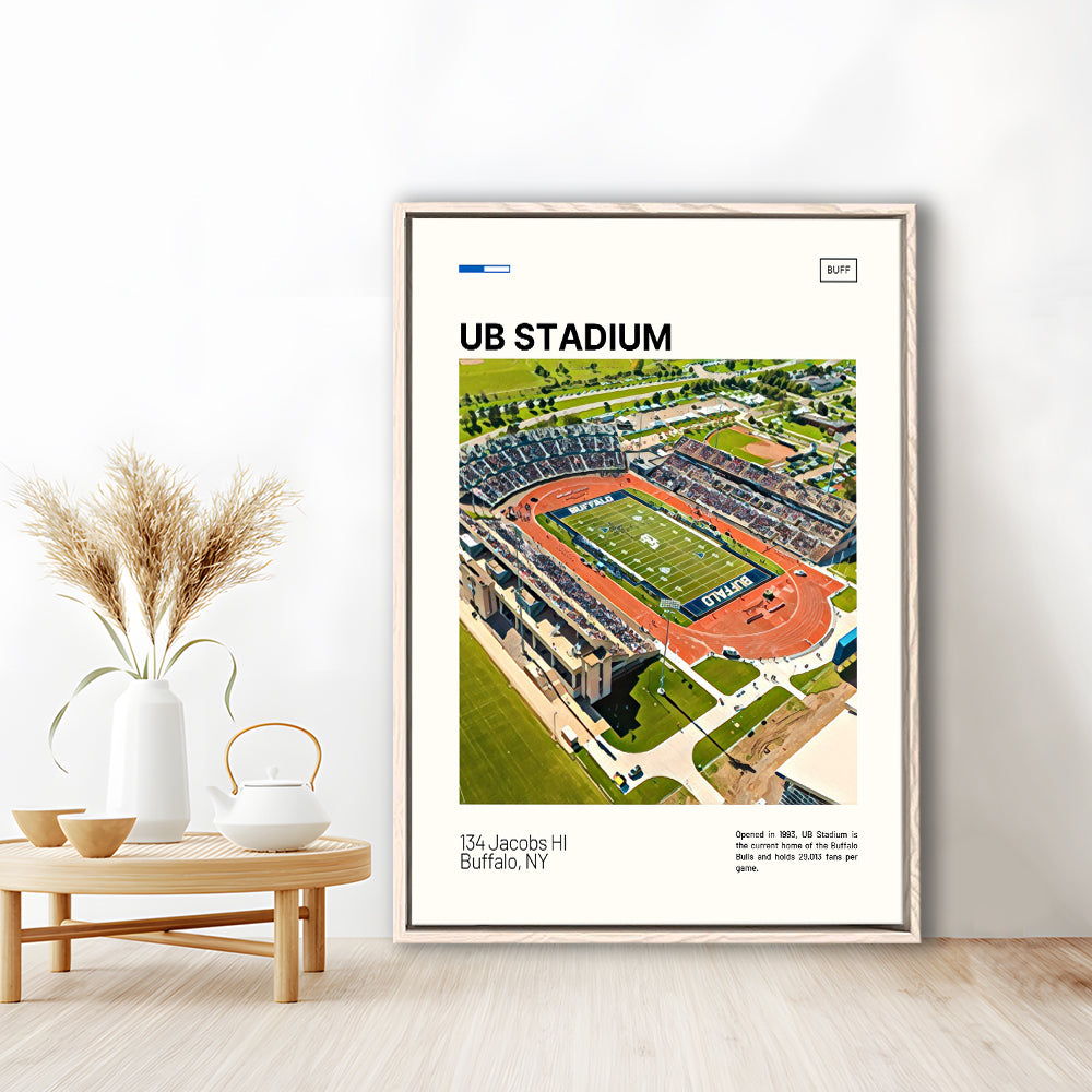 UB Stadium Print, Buffalo U Bulls Stadium Canvas Art, Man Cave Gift, Floating Framed Canvas Print Wall Art