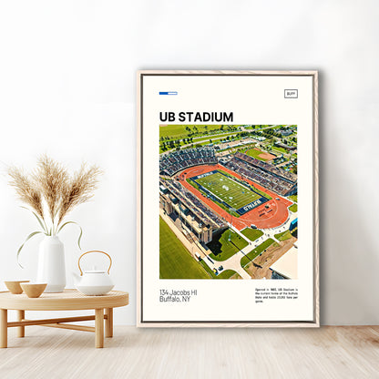 UB Stadium Print, Buffalo U Bulls Stadium Canvas Art, Man Cave Gift, Floating Framed Canvas Print Wall Art