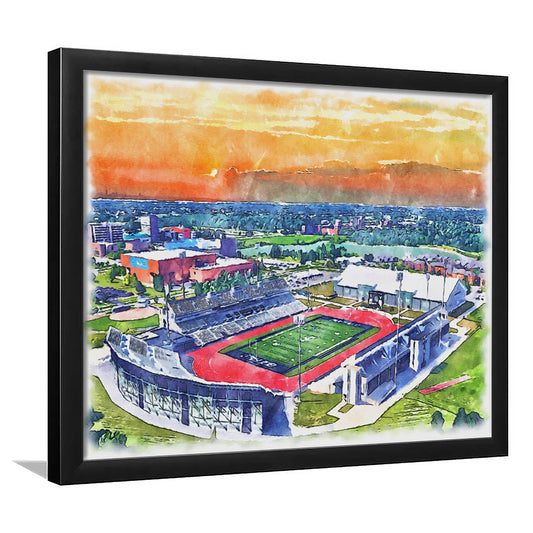 UB Painting Stadium Watercolor, Getzville New York Watercolor, Sport Gift Art, Framed Art Print Wall Decor