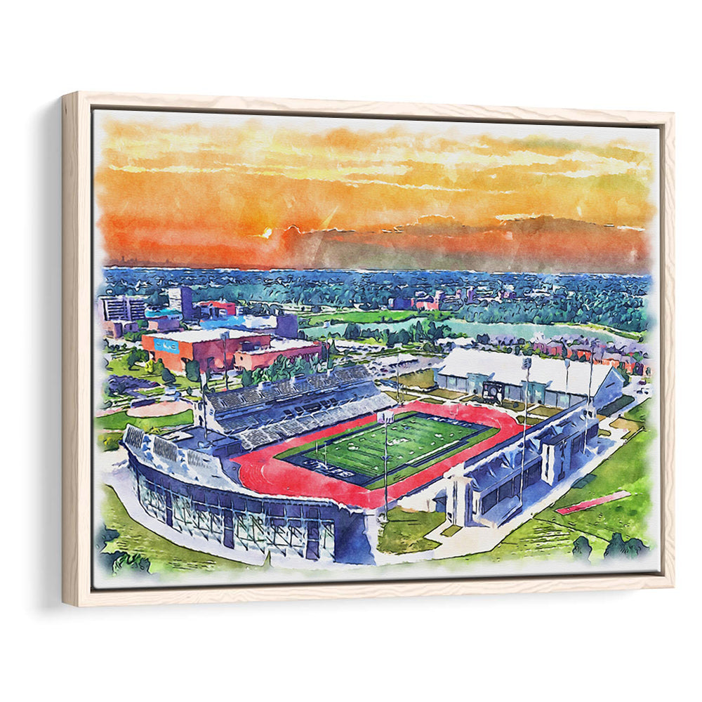 UB Painting Stadium Watercolor, Getzville New York Watercolor, Sport Gift Art, Framed Canvas Print Wall Art