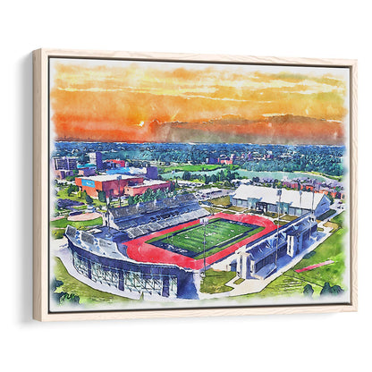 UB Painting Stadium Watercolor, Getzville New York Watercolor, Sport Gift Art, Framed Canvas Print Wall Art