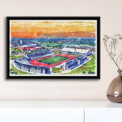UB Painting Stadium Watercolor, Getzville New York Watercolor, Sport Gift Art, Framed Canvas Print Wall Art