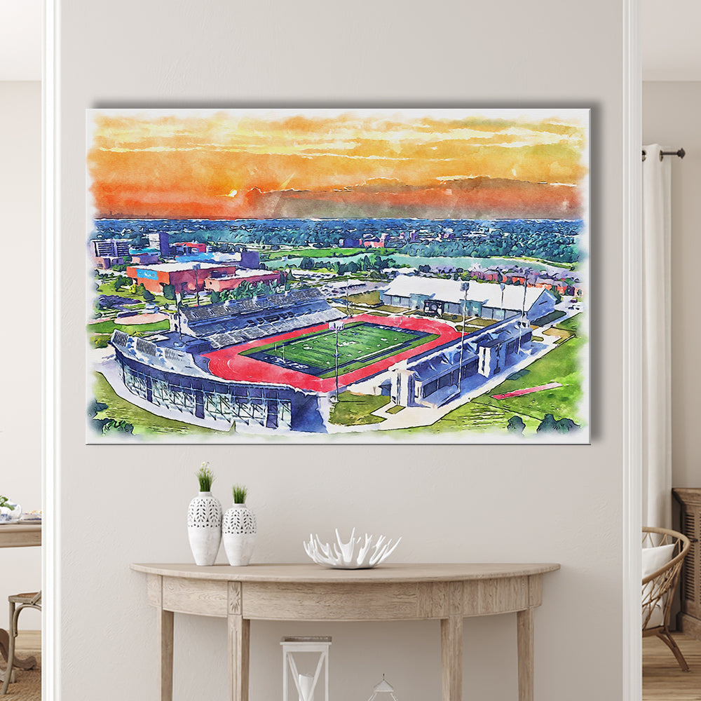 UB Painting Stadium Watercolor, Getzville New York Watercolor, Sport Art, Gifts for him, Canvas Print Wall Art