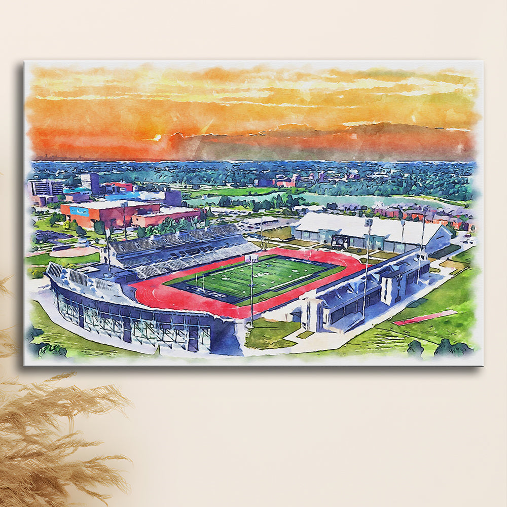 UB Painting Stadium Watercolor, Getzville New York Watercolor, Sport Art, Gifts for him, Canvas Print Wall Art