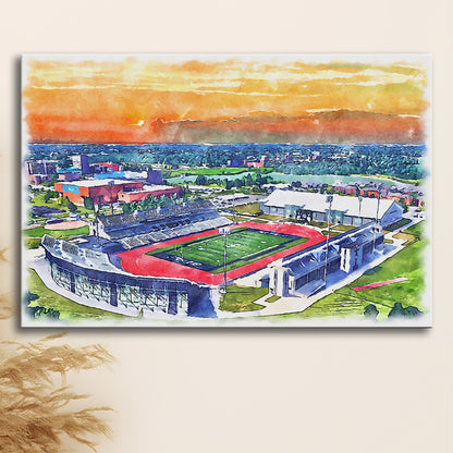 UB Painting Stadium Watercolor, Getzville New York Watercolor, Sport Art, Gifts for him, Canvas Print Wall Art