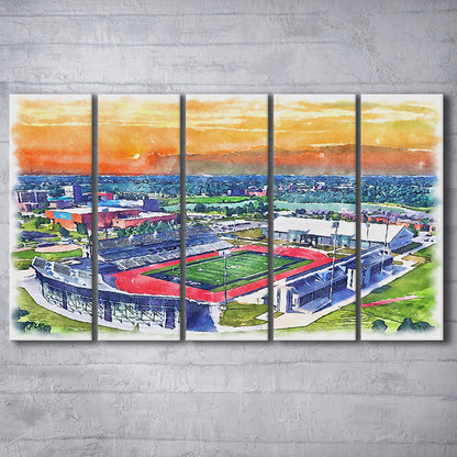 UB Painting Stadium Watercolor, Getzville New York Watercolor, Sport Art, Extra Large Canvas Print Wall Art