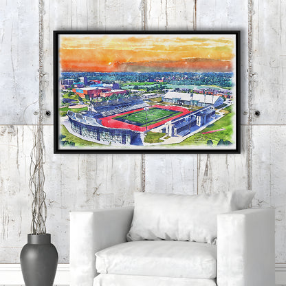 UB Painting Stadium Watercolor, Getzville New York Watercolor, Sport Gift Art, Framed Canvas Print Wall Art