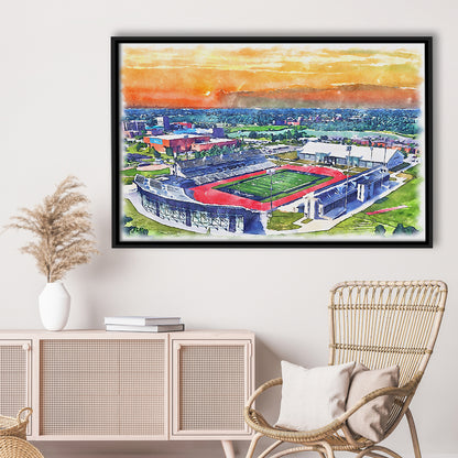 UB Painting Stadium Watercolor, Getzville New York Watercolor, Sport Gift Art, Framed Canvas Print Wall Art