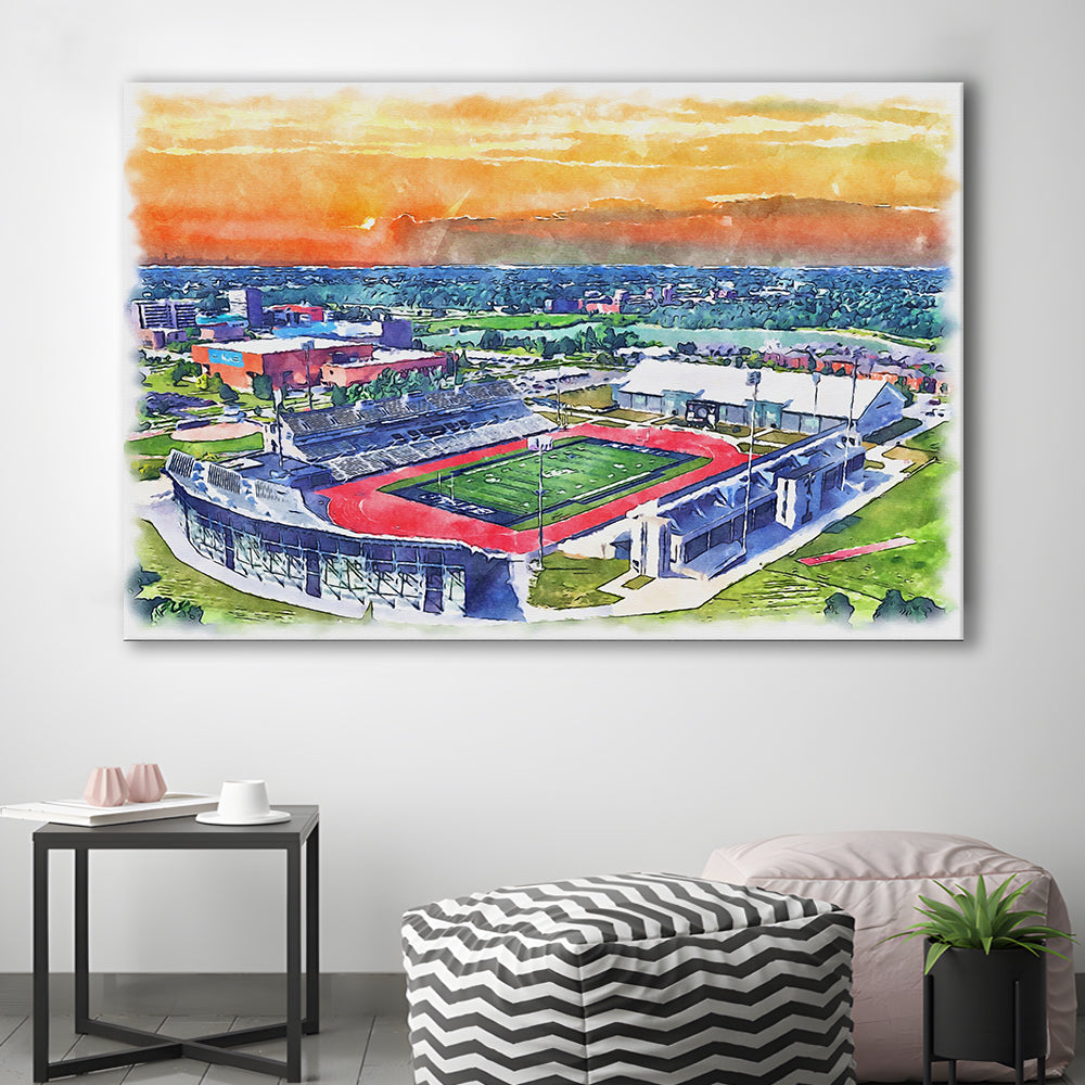 UB Painting Stadium Watercolor, Getzville New York Watercolor, Sport Art, Gifts for him, Canvas Print Wall Art