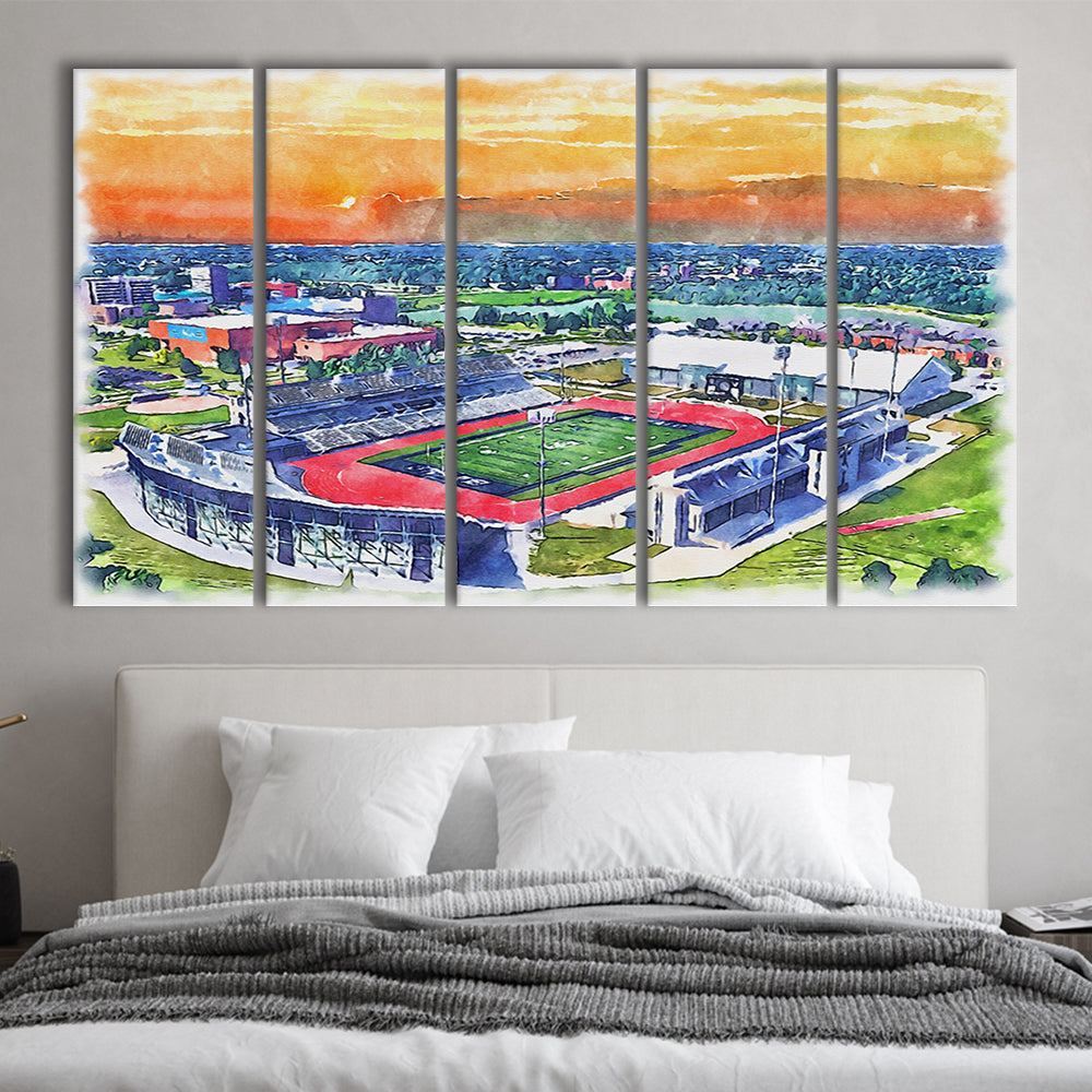 UB Painting Stadium Watercolor, Getzville New York Watercolor, Sport Art, Extra Large Canvas Print Wall Art