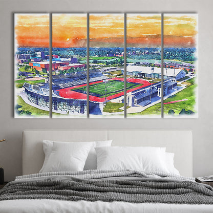 UB Painting Stadium Watercolor, Getzville New York Watercolor, Sport Art, Extra Large Canvas Print Wall Art