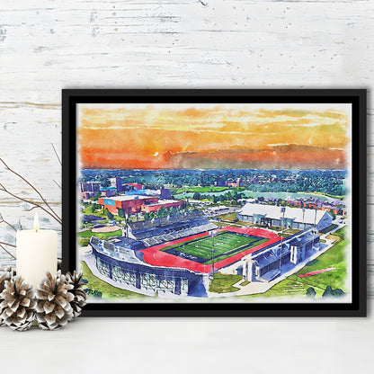 UB Painting Stadium Watercolor, Getzville New York Watercolor, Sport Gift Art, Framed Canvas Print Wall Art
