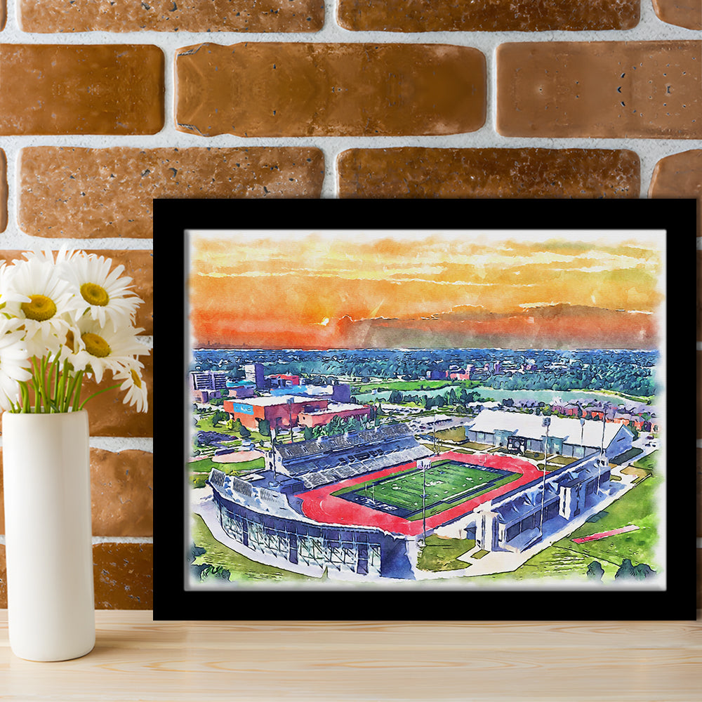 UB Painting Stadium Watercolor, Getzville New York Watercolor, Sport Gift Art, Framed Art Print Wall Decor