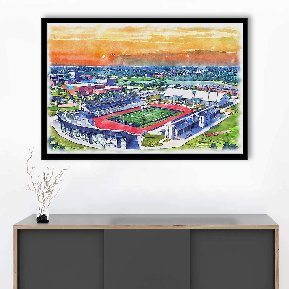 UB Painting Stadium Watercolor, Getzville New York Watercolor, Sport Gift Art, Framed Art Print Wall Decor