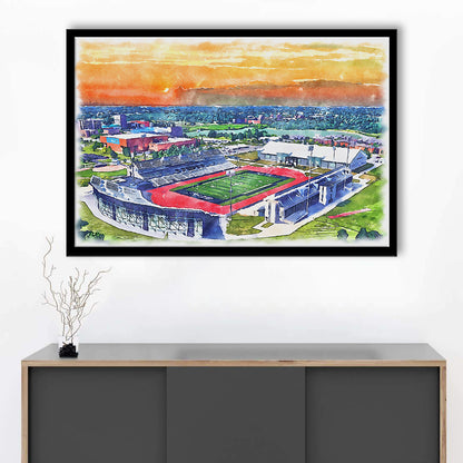 UB Painting Stadium Watercolor, Getzville New York Watercolor, Sport Gift Art, Framed Art Print Wall Decor
