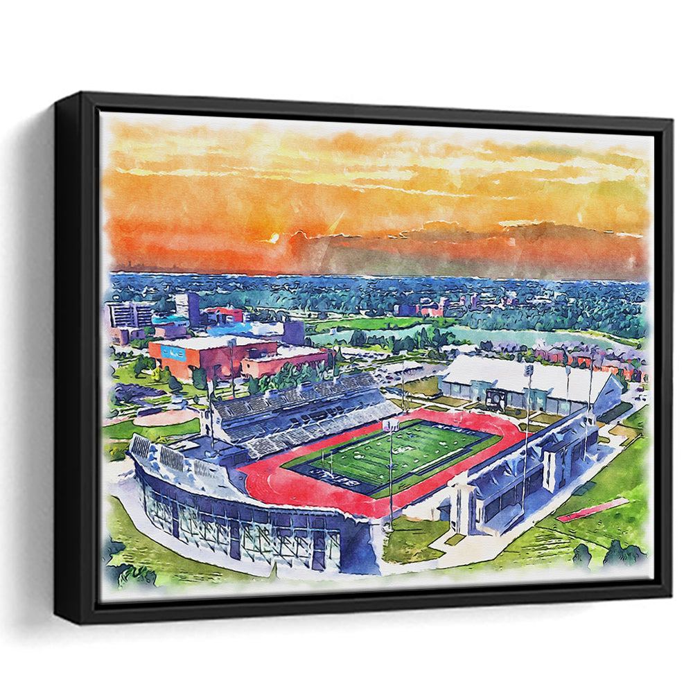 UB Painting Stadium Watercolor, Getzville New York Watercolor, Sport Gift Art, Framed Canvas Print Wall Art