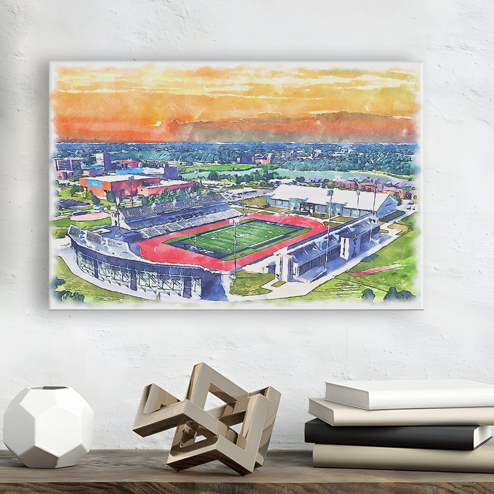 UB Painting Stadium Watercolor, Getzville New York Watercolor, Sport Art, Gifts for him, Canvas Print Wall Art