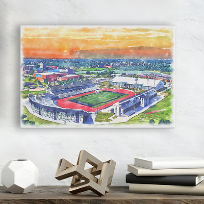 UB Painting Stadium Watercolor, Getzville New York Watercolor, Sport Art, Gifts for him, Canvas Print Wall Art