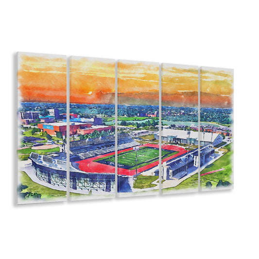 UB Painting Stadium Watercolor, Getzville New York Watercolor, Sport Art, Extra Large Canvas Print Wall Art