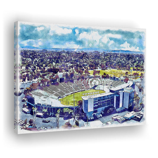 UCLA Painting Bruins, Rose Bowl Watercolor, Sport Art, Gifts for him, Canvas Print Wall Art