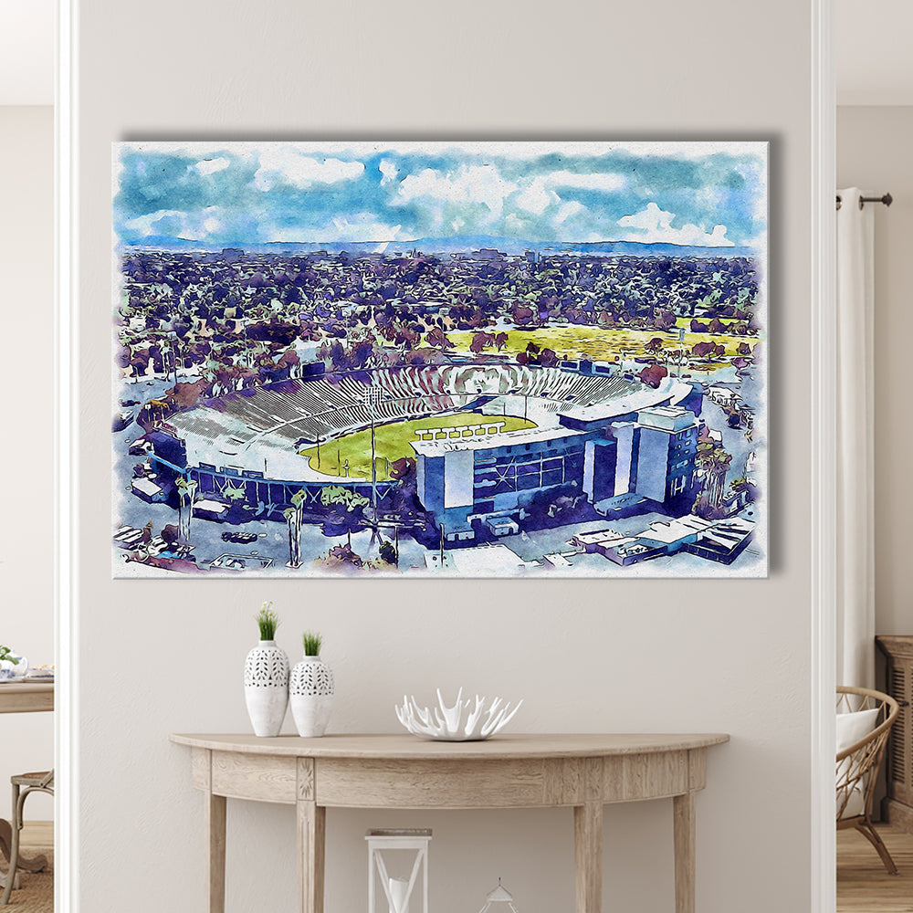 UCLA Painting Bruins, Rose Bowl Watercolor, Sport Art, Gifts for him, Canvas Print Wall Art
