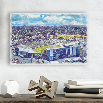 UCLA Painting Bruins, Rose Bowl Watercolor, Sport Art, Gifts for him, Canvas Print Wall Art