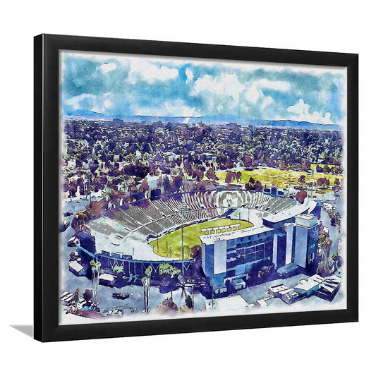 UCLA Painting Bruins, Rose Bowl Watercolor, Sport Gift Art, Framed Art Print Wall Decor
