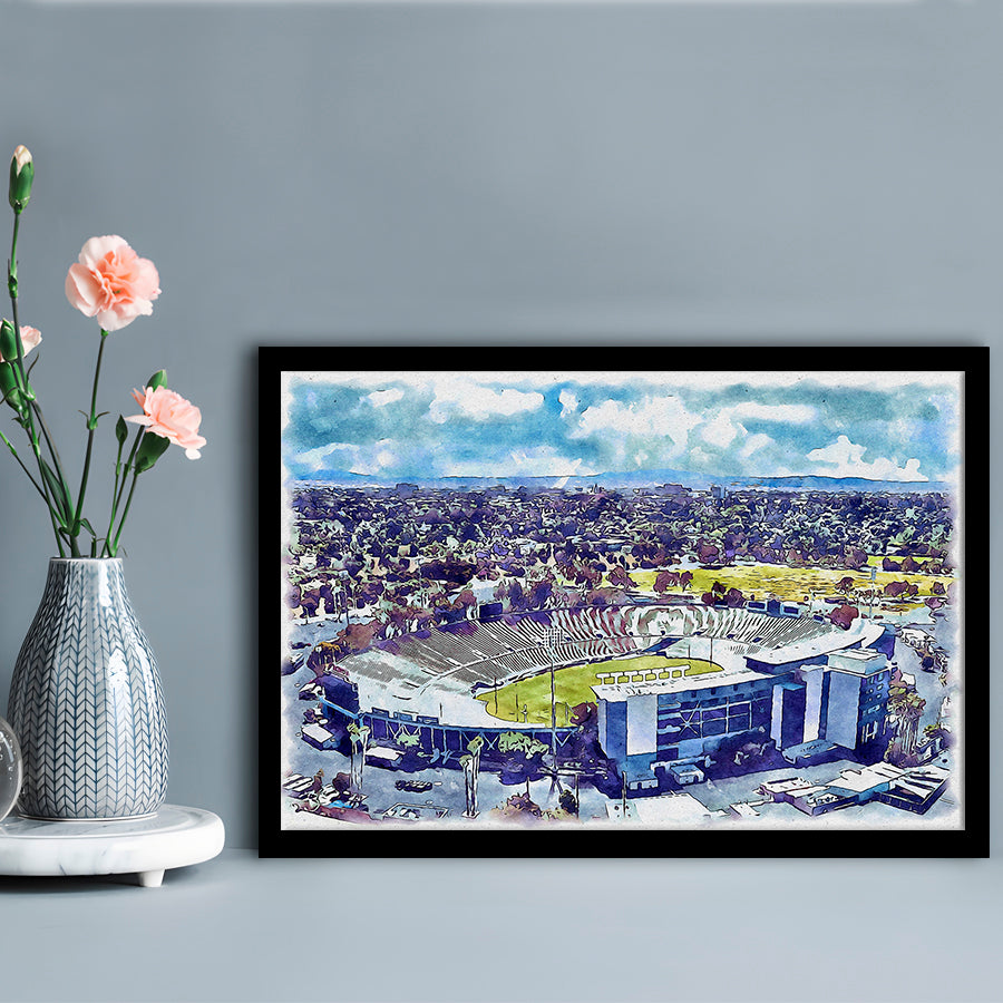 UCLA Painting Bruins, Rose Bowl Watercolor, Sport Gift Art, Framed Art Print Wall Decor