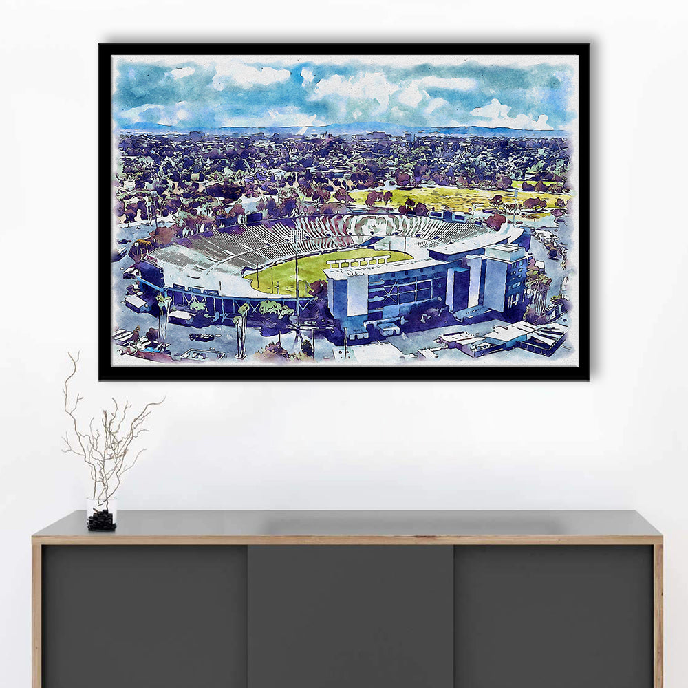 UCLA Painting Bruins, Rose Bowl Watercolor, Sport Gift Art, Framed Art Print Wall Decor