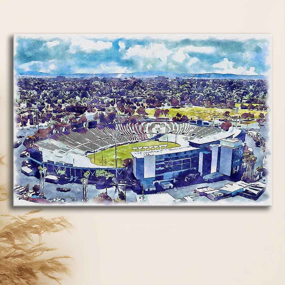 UCLA Painting Bruins, Rose Bowl Watercolor, Sport Art, Gifts for him, Canvas Print Wall Art