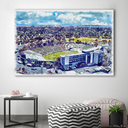 UCLA Painting Bruins, Rose Bowl Watercolor, Sport Art, Gifts for him, Canvas Print Wall Art