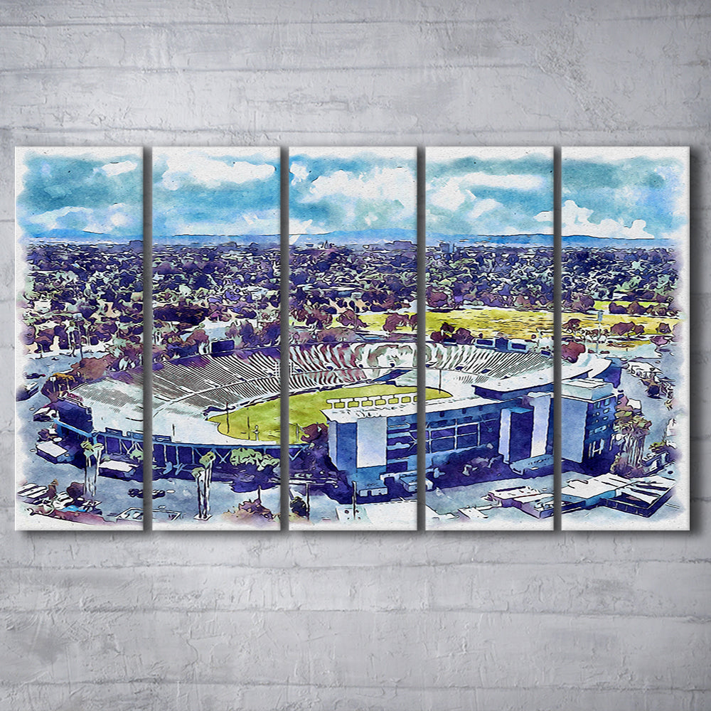 UCLA Painting Bruins, Rose Bowl Watercolor, Sport Art, Extra Large Canvas Print Wall Art